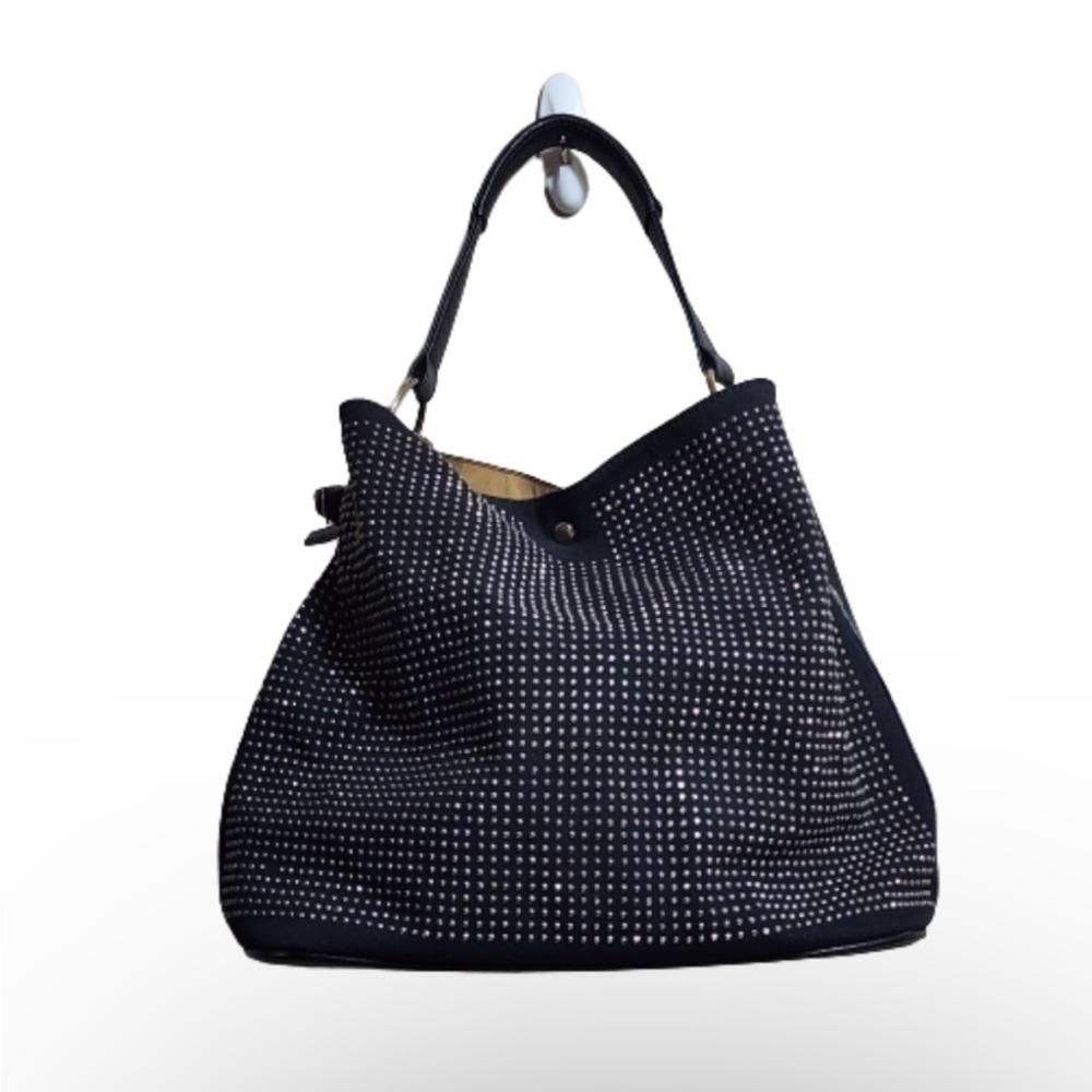Black crystal studded purse